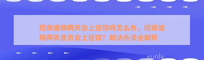 招商逾期两天会上征信吗怎么办，招商逾期两天是否会上征信？解决办法全解析