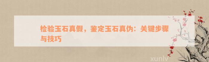 检验玉石真假，鉴定玉石真伪：关键步骤与技巧