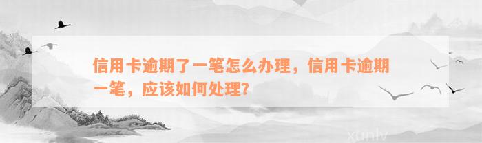 信用卡逾期了一笔怎么办理，信用卡逾期一笔，应该如何处理？