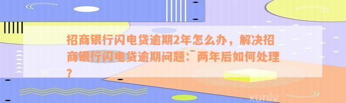 招商银行闪电贷逾期2年怎么办，解决招商银行闪电贷逾期问题：两年后如何处理？