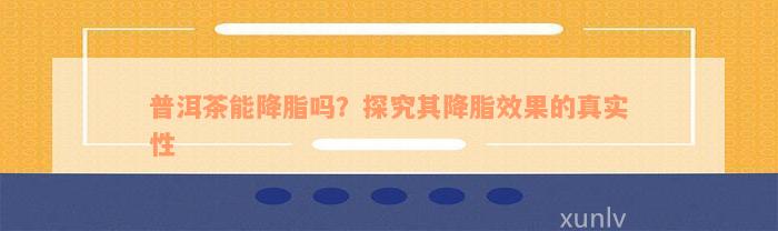 普洱茶能降脂吗？探究其降脂效果的真实性