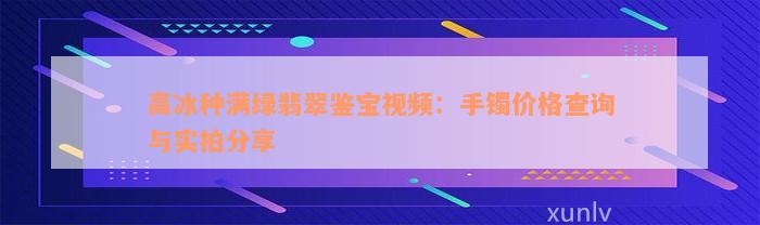 高冰种满绿翡翠鉴宝视频：手镯价格查询与实拍分享