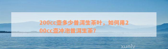 200cc壶多少普洱生茶叶，如何用200cc壶冲泡普洱生茶？