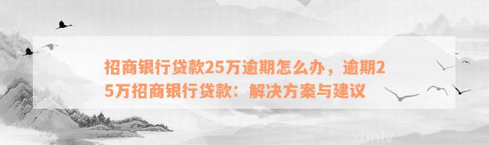 招商银行贷款25万逾期怎么办，逾期25万招商银行贷款：解决方案与建议