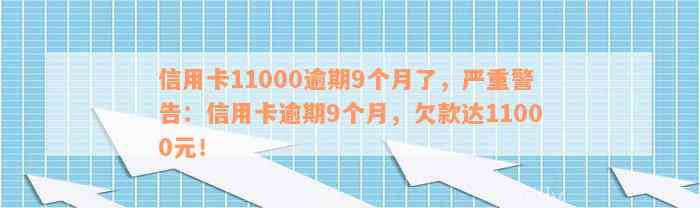 信用卡11000逾期9个月了，严重警告：信用卡逾期9个月，欠款达11000元！