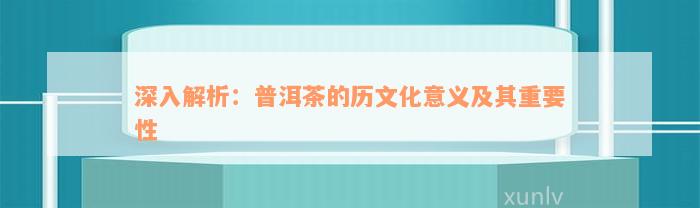 深入解析：普洱茶的历文化意义及其重要性