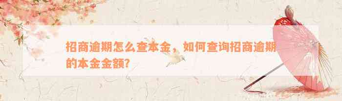 招商逾期怎么查本金，如何查询招商逾期的本金金额？