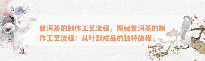 普洱茶的制作工艺流程，探秘普洱茶的制作工艺流程：从叶到成品的独特旅程