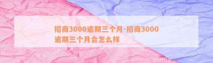 招商3000逾期三个月-招商3000逾期三个月会怎么样