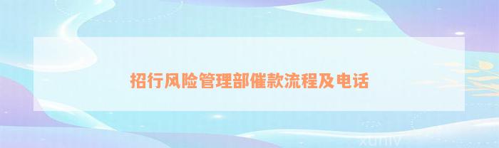 招行风险管理部催款流程及电话