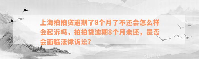 上海拍拍贷逾期了8个月了不还会怎么样会起诉吗，拍拍贷逾期8个月未还，是否会面临法律诉讼？