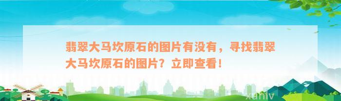 翡翠大马坎原石的图片有没有，寻找翡翠大马坎原石的图片？立即查看！