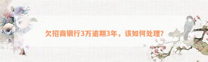 欠招商银行3万逾期3年，该如何处理？