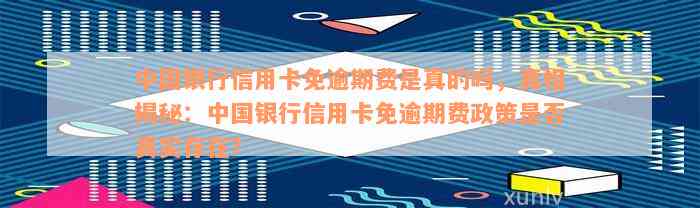 中国银行信用卡免逾期费是真的吗，真相揭秘：中国银行信用卡免逾期费政策是否真实存在？