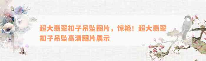 超大翡翠扣子吊坠图片，惊艳！超大翡翠扣子吊坠高清图片展示