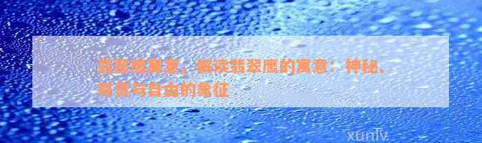 翡翠鹰寓意，解读翡翠鹰的寓意：神秘、尊贵与自由的象征