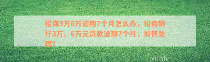 招商3万6万逾期7个月怎么办，招商银行3万、6万元贷款逾期7个月，如何处理？