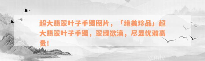 超大翡翠叶子手镯图片，「绝美珍品」超大翡翠叶子手镯，翠绿欲滴，尽显优雅高贵！