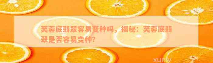 芙蓉底翡翠容易变种吗，揭秘：芙蓉底翡翠是否容易变种？