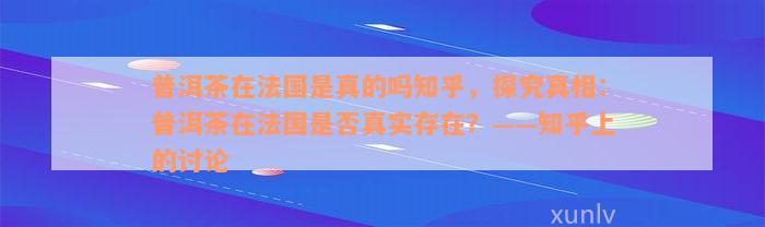 普洱茶在法国是真的吗知乎，探究真相：普洱茶在法国是否真实存在？——知乎上的讨论