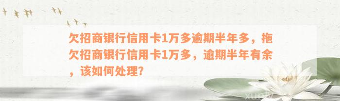 欠招商银行信用卡1万多逾期半年多，拖欠招商银行信用卡1万多，逾期半年有余，该如何处理？