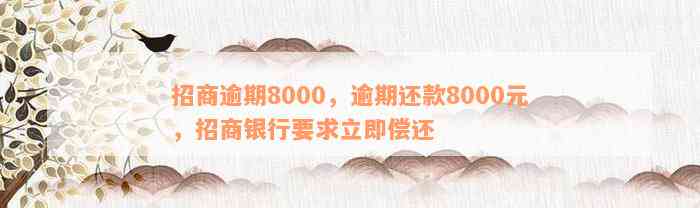 招商逾期8000，逾期还款8000元，招商银行要求立即偿还