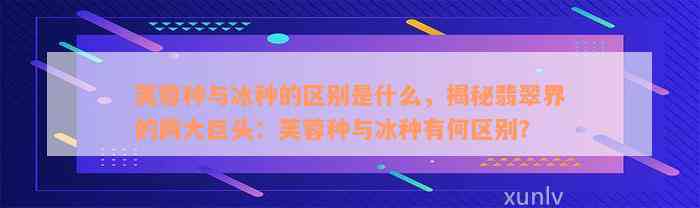 芙蓉种与冰种的区别是什么，揭秘翡翠界的两大巨头：芙蓉种与冰种有何区别？