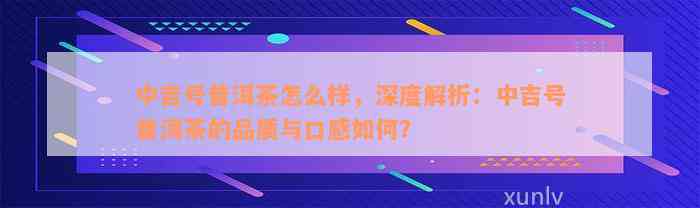 中吉号普洱茶怎么样，深度解析：中吉号普洱茶的品质与口感如何？