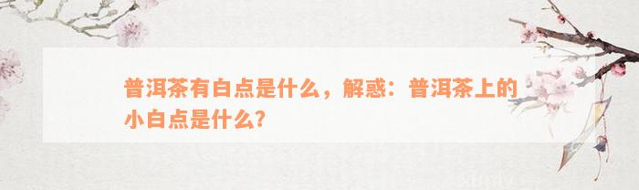 普洱茶有白点是什么，解惑：普洱茶上的小白点是什么？