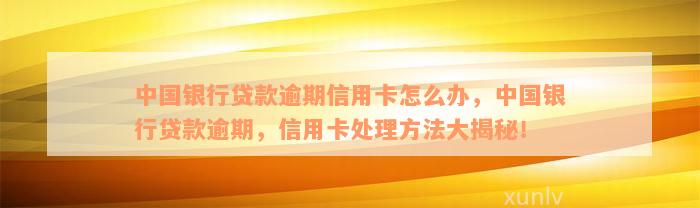 中国银行贷款逾期信用卡怎么办，中国银行贷款逾期，信用卡处理方法大揭秘！