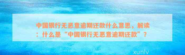 中国银行无恶意逾期还款什么意思，解读：什么是“中国银行无恶意逾期还款”？