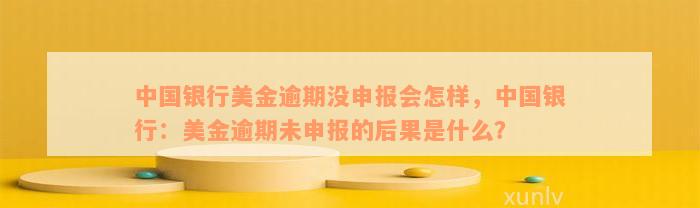 中国银行美金逾期没申报会怎样，中国银行：美金逾期未申报的后果是什么？