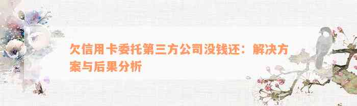 欠信用卡委托第三方公司没钱还：解决方案与后果分析