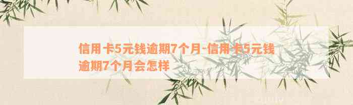 信用卡5元钱逾期7个月-信用卡5元钱逾期7个月会怎样