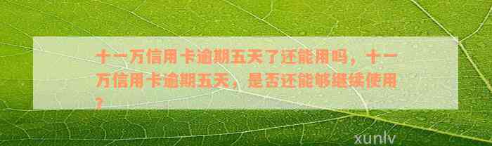 十一万信用卡逾期五天了还能用吗，十一万信用卡逾期五天，是否还能够继续使用？