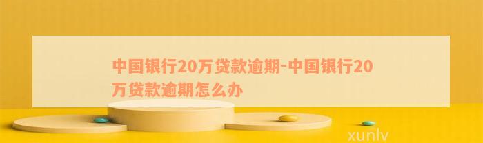 中国银行20万贷款逾期-中国银行20万贷款逾期怎么办