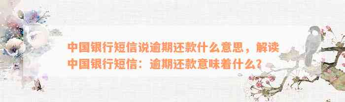 中国银行短信说逾期还款什么意思，解读中国银行短信：逾期还款意味着什么？