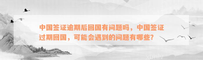 中国签证逾期后回国有问题吗，中国签证过期回国，可能会遇到的问题有哪些？