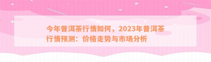 今年普洱茶行情如何，2023年普洱茶行情预测：价格走势与市场分析