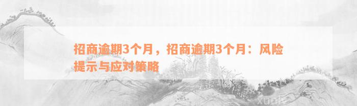 招商逾期3个月，招商逾期3个月：风险提示与应对策略