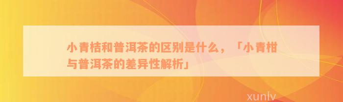 小青桔和普洱茶的区别是什么，「小青柑与普洱茶的差异性解析」