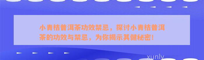 小青桔普洱茶功效禁忌，探讨小青桔普洱茶的功效与禁忌，为你揭示其健秘密！