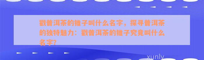 戳普洱茶的锥子叫什么名字，探寻普洱茶的独特魅力：戳普洱茶的锥子究竟叫什么名字？