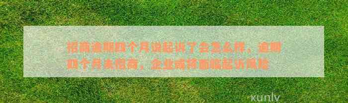 招商逾期四个月说起诉了会怎么样，逾期四个月未招商，企业或将面临起诉风险