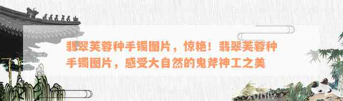 翡翠芙蓉种手镯图片，惊艳！翡翠芙蓉种手镯图片，感受大自然的鬼斧神工之美