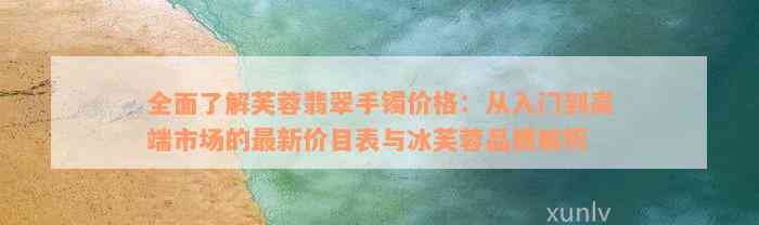 全面了解芙蓉翡翠手镯价格：从入门到高端市场的最新价目表与冰芙蓉品质解析