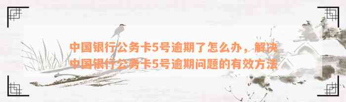 中国银行公务卡5号逾期了怎么办，解决中国银行公务卡5号逾期问题的有效方法