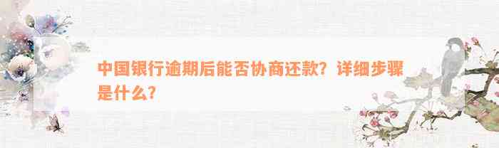 中国银行逾期后能否协商还款？详细步骤是什么？