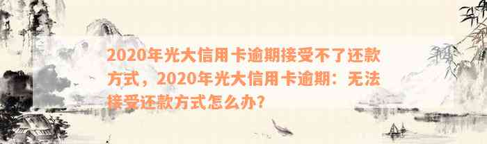 2020年光大信用卡逾期接受不了还款方式，2020年光大信用卡逾期：无法接受还款方式怎么办？