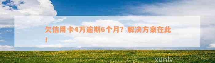 欠信用卡4万逾期6个月？解决方案在此！